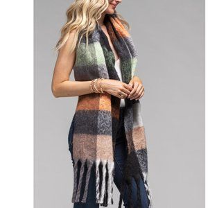 Multi colored brushed plaid scarf